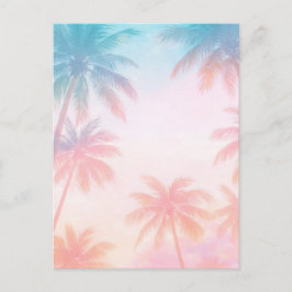 Vintage Beach Sunset Palm Trees Pastel             ポストカード