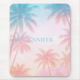 Vintage Beach Sunset Palm Trees Pastel             マウスパッド