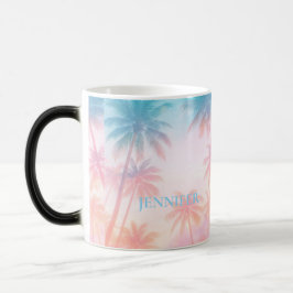 Vintage Beach Sunset Palm Trees Pastel             モーフィングマグカップ