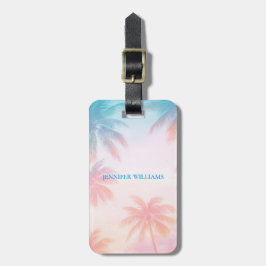 Vintage Beach Sunset Palm Trees Pastel             ラゲッジタグ