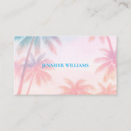 Vintage Beach Sunset Palm Trees Pastel             名刺
