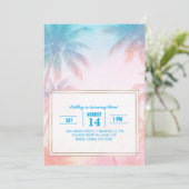 Vintage Beach Sunset Palm Trees Pastel 招待状 (スタンド正面)