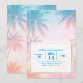 Vintage Beach Sunset Palm Trees Pastel 招待状 (正面/裏面)