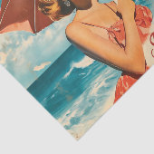 Vintage Beach Vacation Poster: Blonde Pin-Up  薄葉紙 (詳細)