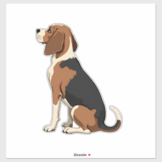 Vintage Beagle Dog Back View Illustration Pet Love シール