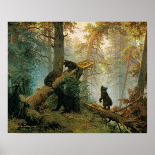 Vintage Bear Family in the Forest ポスター (正面)