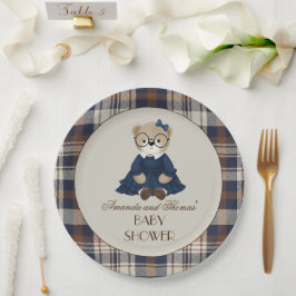 Vintage Bear Girl Baby Shower ペーパープレート