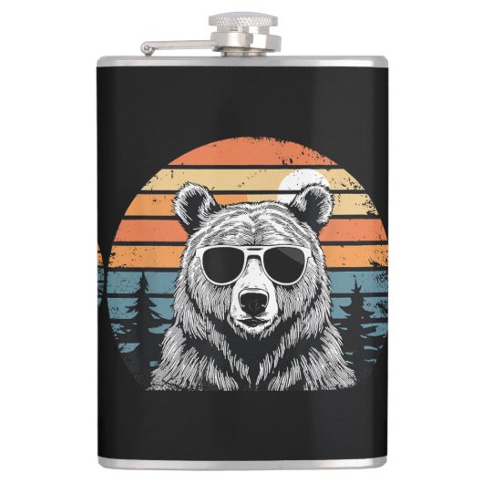 Vintage Bear with Sunglasses フラスク (正面)