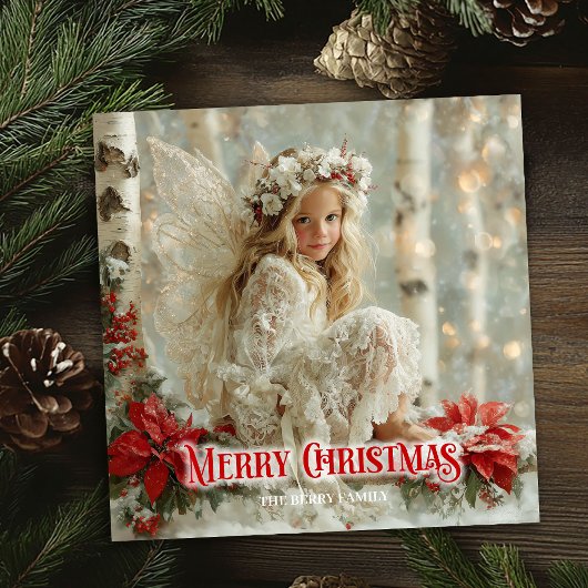 Vintage beautiful angel editable Christmas greetin シーズンカード