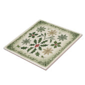 Vintage, Beautiful Christmas Pattern Ceramic Tile タイル (側面)