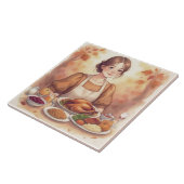 Vintage, Beautiful Girl ,Thanksgiving Celebration タイル (側面)