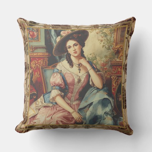 Vintage,Beautiful Noblewoman from the Past  クッション (正面)