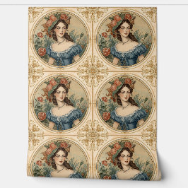 Vintage, Beautiful Women in The Flowers Garden 壁紙