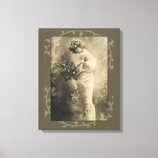 Vintage Beauty with cut flowers キャンバスプリント (正面)