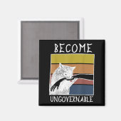 Vintage Become Ungovernable Black Cat Biting Hand  マグネット (正面/裏面)