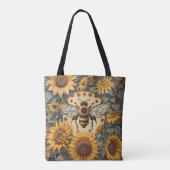 Vintage Bee and Sunflowers  トートバッグ (裏面)