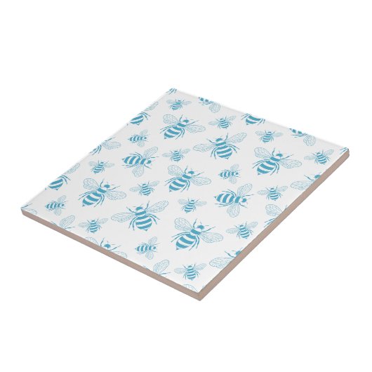 Vintage Bee Botanical Blue (1) タイル (側面)