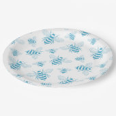 Vintage Bee Botanical Blue (1) ペーパープレート (アングル)