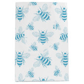 Vintage Bee Botanical Blue (1) ミディアムペーパーバッグ (正面)