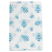 Vintage Bee Botanical Blue (1) ミディアムペーパーバッグ (裏面)