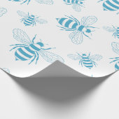 Vintage Bee Botanical Blue (1) ラッピングペーパー (角)