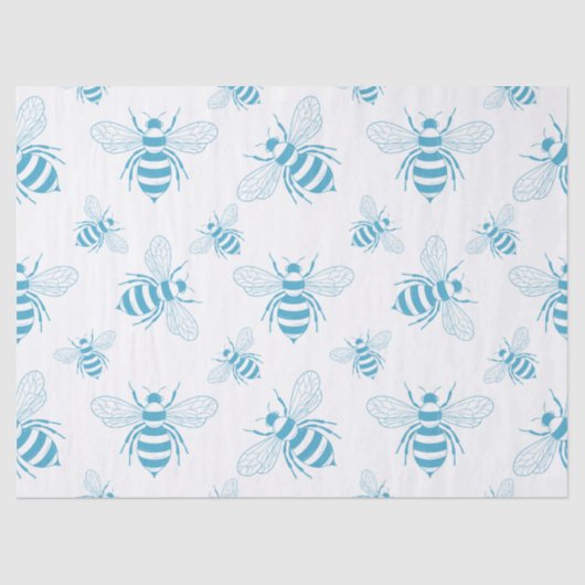 Vintage Bee Botanical Blue (1) 薄葉紙 (正面)