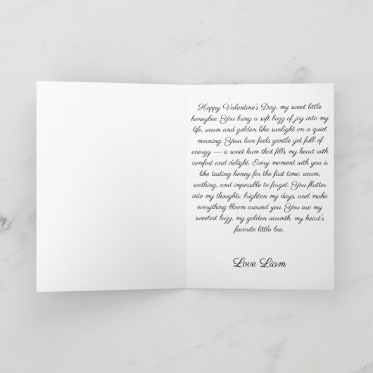 Vintage Bee Love Messenger カード (内部)