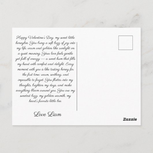 Vintage Bee Love Messenger ポストカード (裏面)