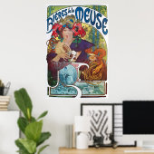 Vintage Beer Art Nouveau Alphonse Mucha ポスター (ホームオフィス)