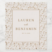 Vintage Beige Floral ワインラベル (シングルラベル)