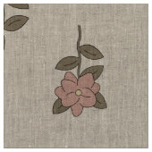 Vintage Beige Floral Botanical Natural Linen ファブリック (クローズアップ)