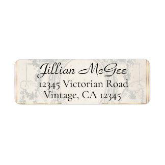 Vintage Beige, Gold Ornate Address Labels ラベル
