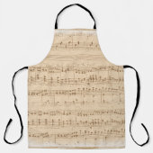 Vintage beige music notes エプロン (正面)