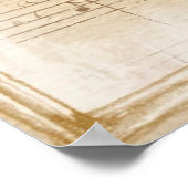 Vintage beige music notes ポスター (角)