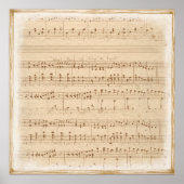 Vintage beige music notes ポスター (正面)