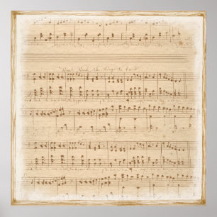 Vintage beige music notes ポスター