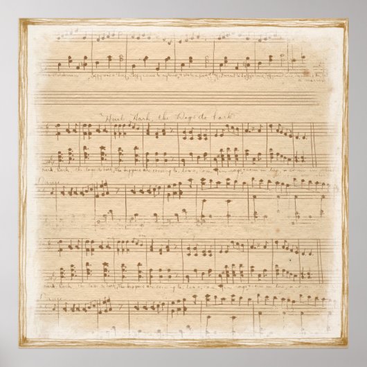 Vintage beige music notes ポスター (正面)