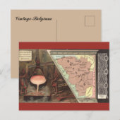 Vintage Belgium Map ポストカード (正面/裏面)