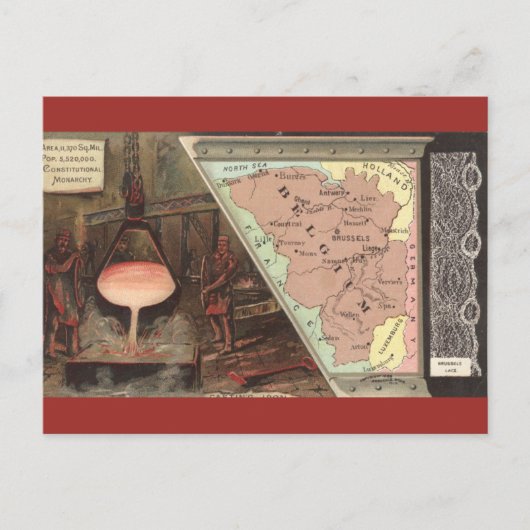 Vintage Belgium Map ポストカード (正面)