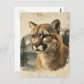 Vintage Berglöwe In Winterlandschaft ポストカード (正面/裏面)