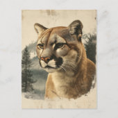 Vintage Berglöwe In Winterlandschaft ポストカード (正面)