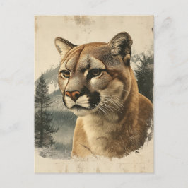 Vintage Berglöwe In Winterlandschaft ポストカード