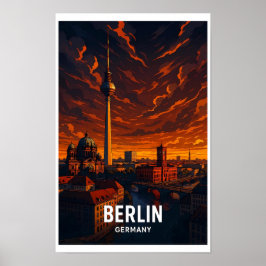 Vintage Berlin Germany Travel Poster - Dramatic  ポスター