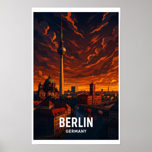 Vintage Berlin Germany Travel Poster - Dramatic  ポスター (正面)
