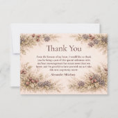 Vintage Berry Botanical Graduation Party サンキューカード (正面)