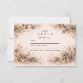 Vintage Berry Botanical Graduation Party 出欠カード (正面)