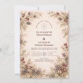 Vintage Berry Botanical Wedding 招待状 (正面)