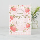 Vintage Berry First Birthday Invitation 招待状 (スタンド正面)