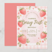 Vintage Berry First Birthday Invitation 招待状 (正面/裏面)