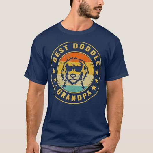 Vintage Best Doodle Grandpa Ever Goldendoodle Tシャツ (正面)